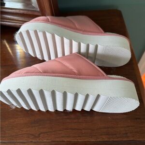 Anthropologie Pink and White Quilted Slippers